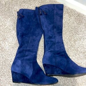 Suede Boot Navy Akazriel Full Zip Size 10 Anne Klein